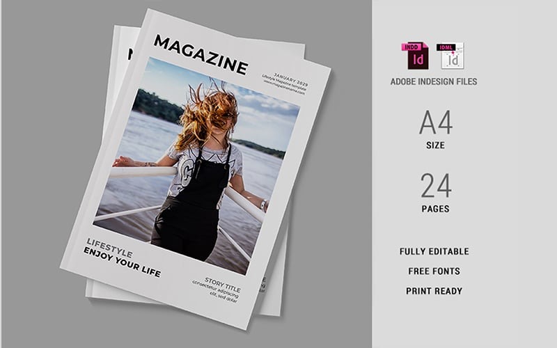 Minimal Lifestyle Magazine Template – Indesign