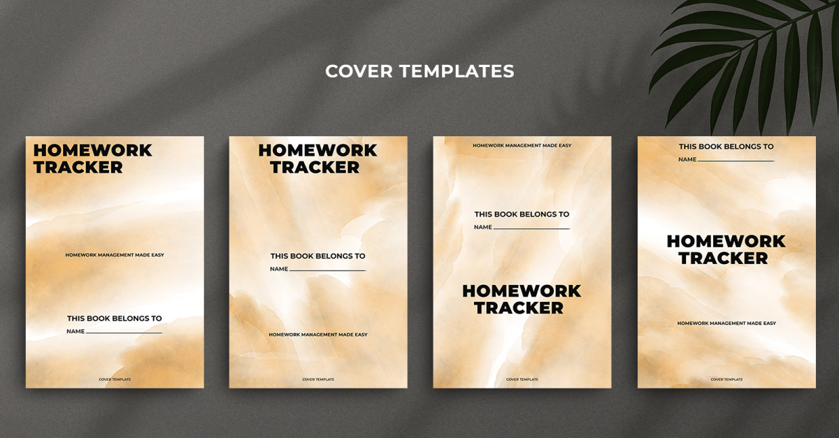 Homework Tracker Cover Template Set – Pastel Watercolor Minimal Editable Planner Cover A4