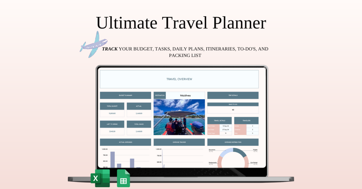 Travel Planner Spreadsheet Template for Google Sheets and Excel