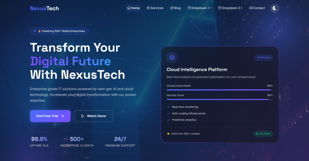 NexusTech – IT Company & SaaS Solutions Landing Page