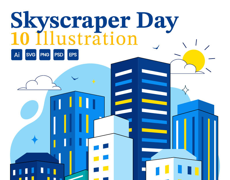 10 Skyscraper Day Vector Illustration