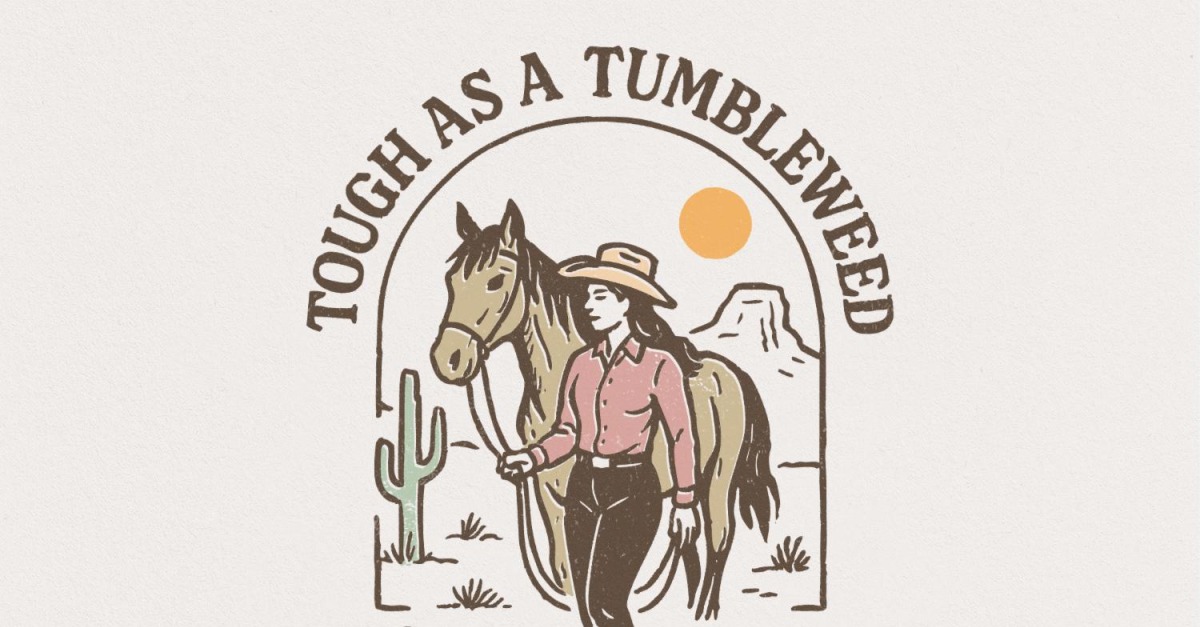 Tough As A Tumbleweed Sweet As Sugar PNG, Western Cowgirl Digital Download, Retro Horse Art,