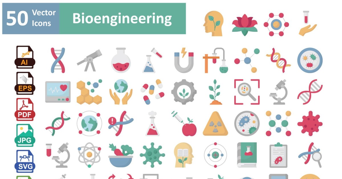 Bioengineering Vector Icons Pack – Science Meets Innovation