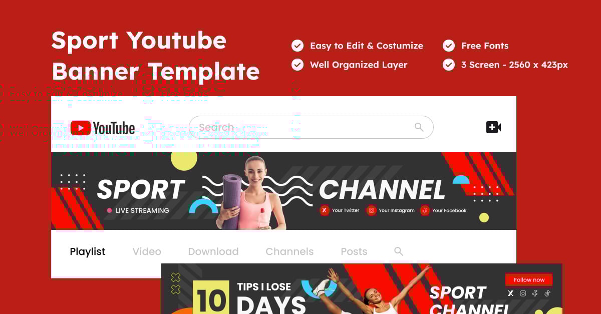 Dynamic Sports YouTube Banner Design