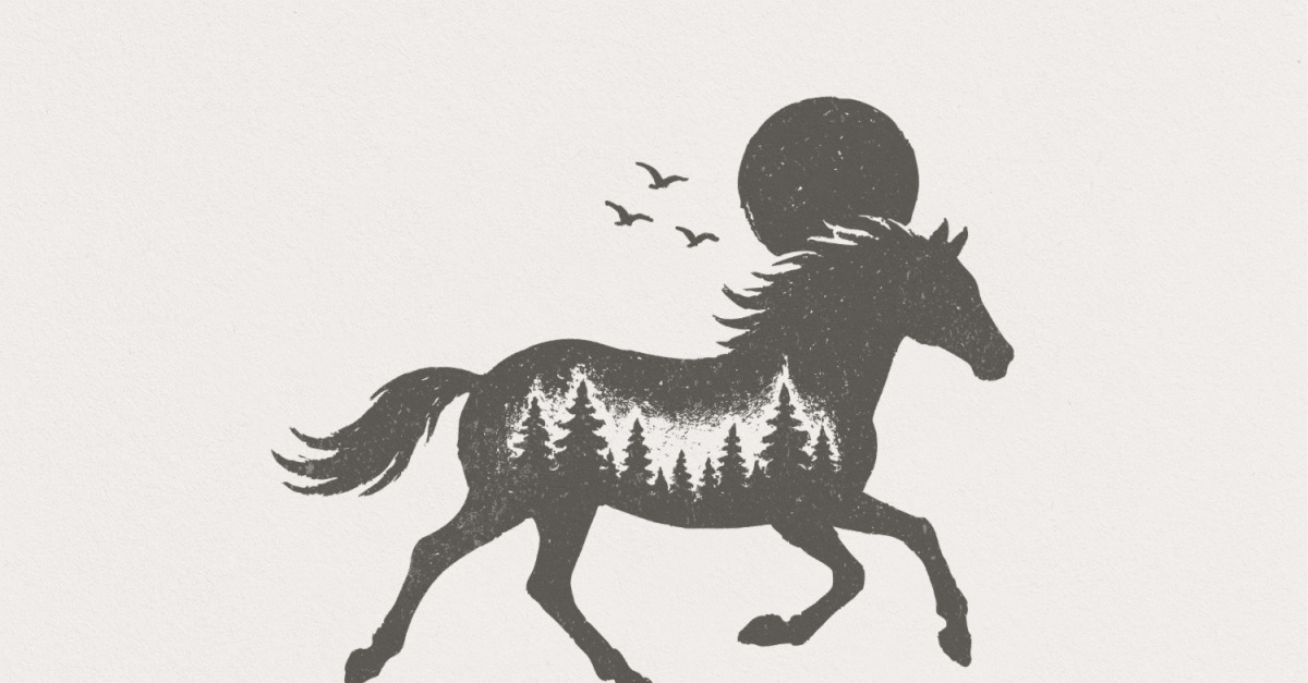 Wild Forest Horse PNG, Digital Download, Rustic Animal Art Print, Running Horse Design for Shirt,