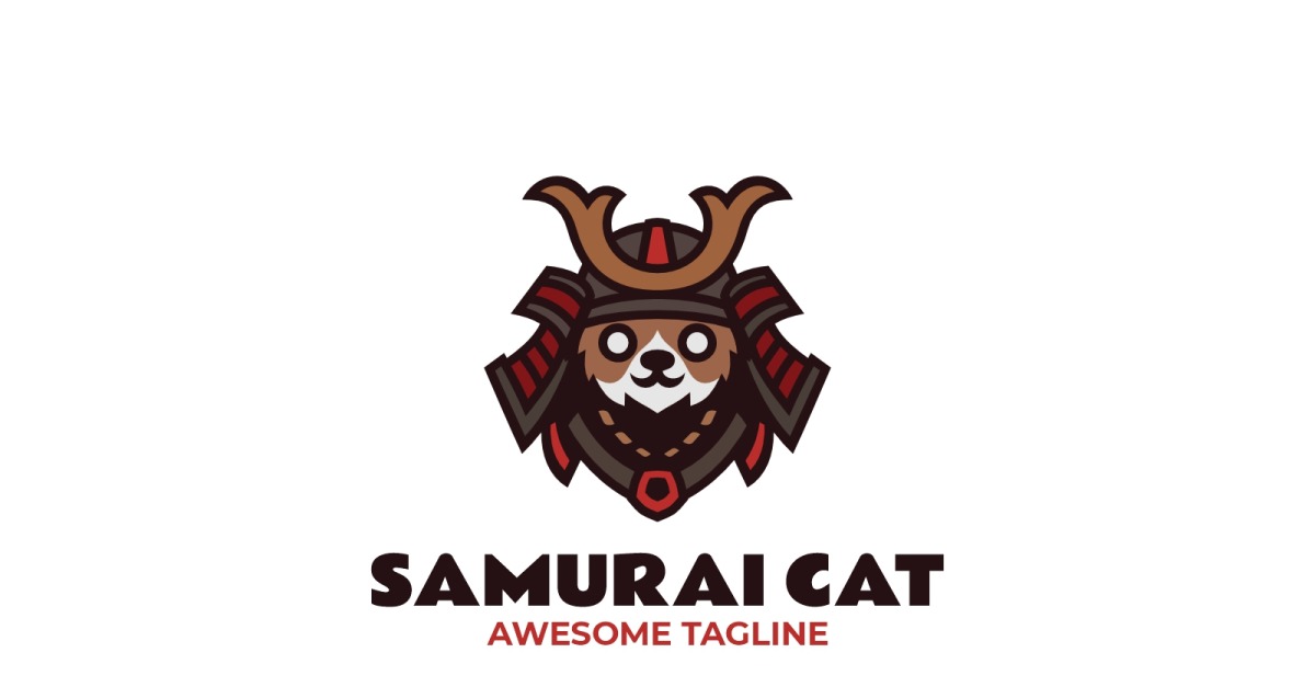 Mascot Samurai Cat Logo Design #534095