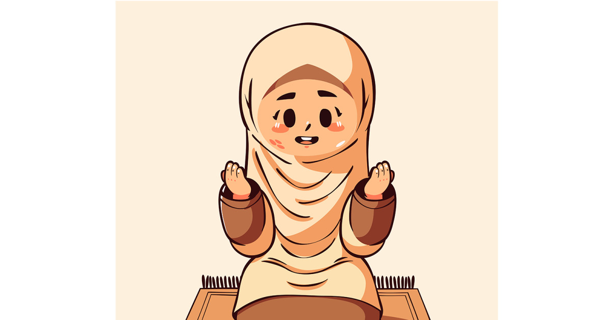 Cartoon Girl wearing a White Hijab #537778