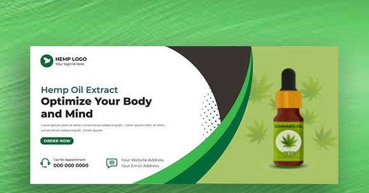 Hemp CBD Oil Social Media Cover Banner Template Ver-13