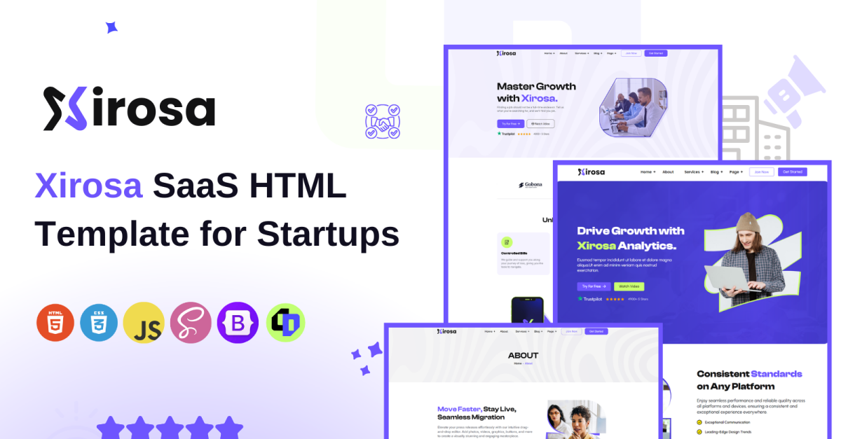Xirosa – SaaS, Tech Startup & Digital Agency Bootstrap HTML Template for IT Companies