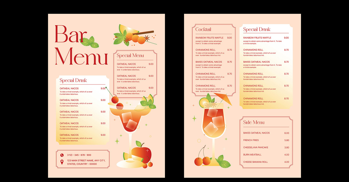 Simple Modern Bar Menu Template #540705
