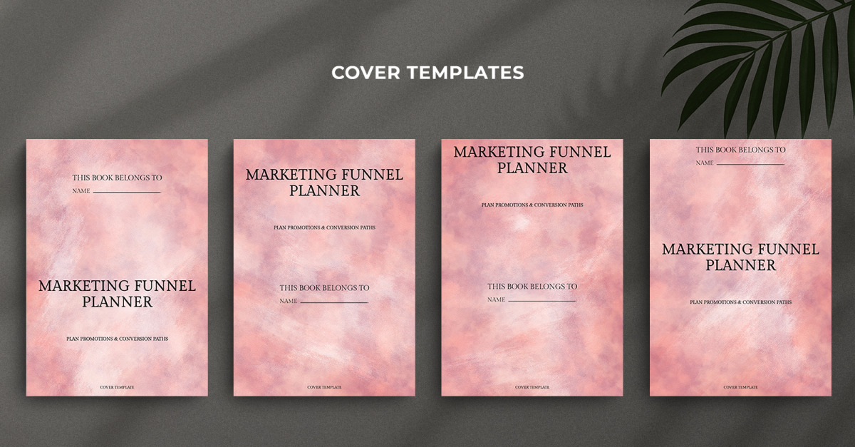 Marketing Funnel Planner Cover Templates – Coral Rose Watercolor Minimal Editable Design Set