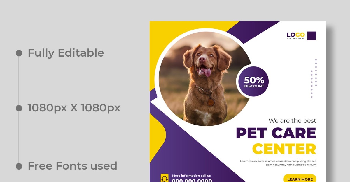 Pet Care Social Media Post Template Ver-5