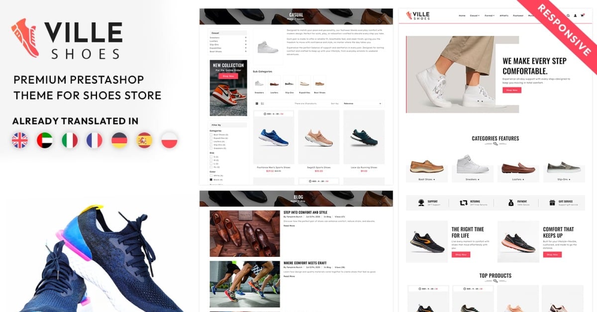 Plantillas Web Mejores Paginas Web De Ropa Ville Shoes Tema