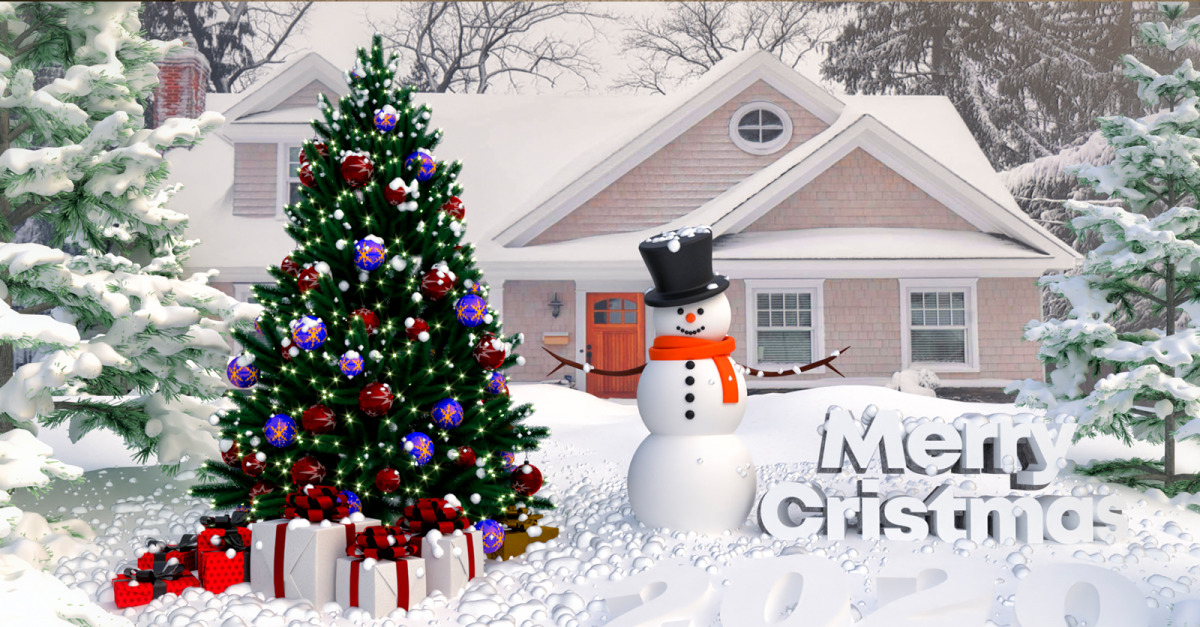 Merry Christmas  snowfall schene 3d model