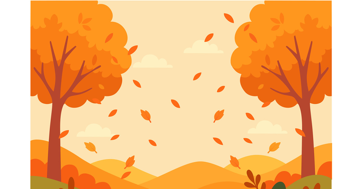 Colorful Cartoon of Trees with Vibrant Leaves