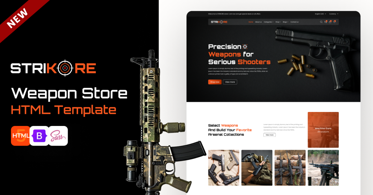 Strikore – Weapons, Ammunition & Gun Shop HTML Template