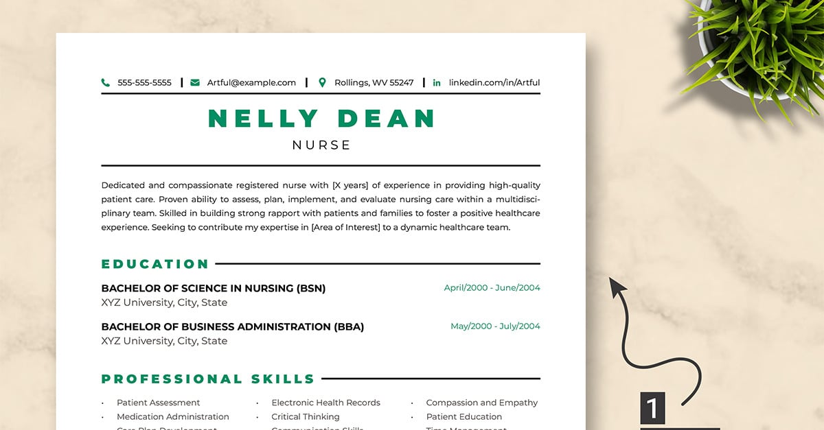 ATS Ready Nurse Resume Template Google Docs