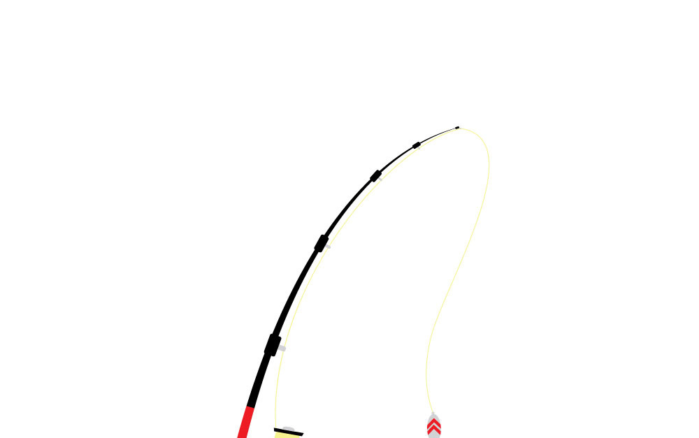 Orange fishing rod isolated on a white background. Vector illustration