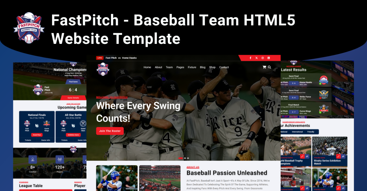 FastPitch - Baseball Team HTML5 Website Template