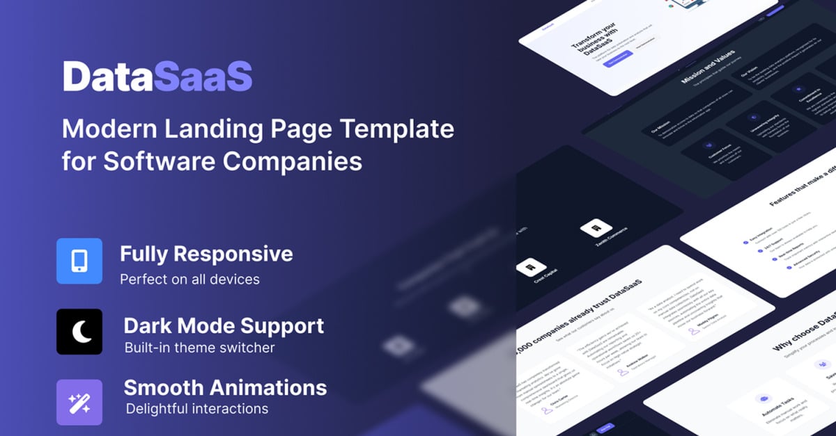 DataSaaS - Modern Landing Page