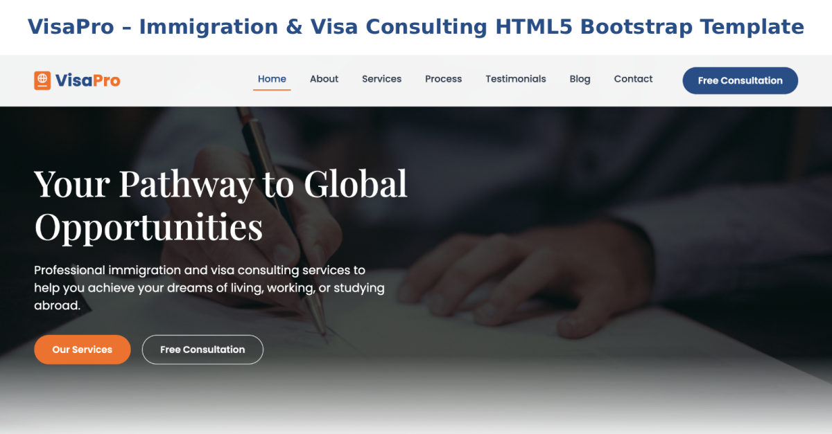 VisaPro – Immigration & Visa Consulting HTML5 Bootstrap Template