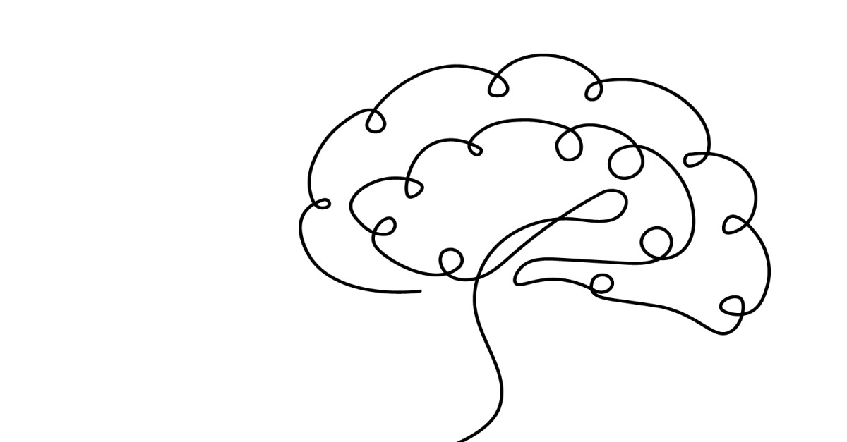 One Fourth Brain Drawing Human brain continuous one line drawing illustration showing abstract ...