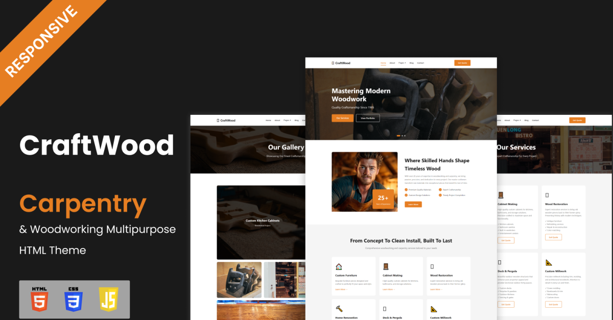 Craftwood - Handyman Woodworking And Carpentry Multipurpose HTML Theme