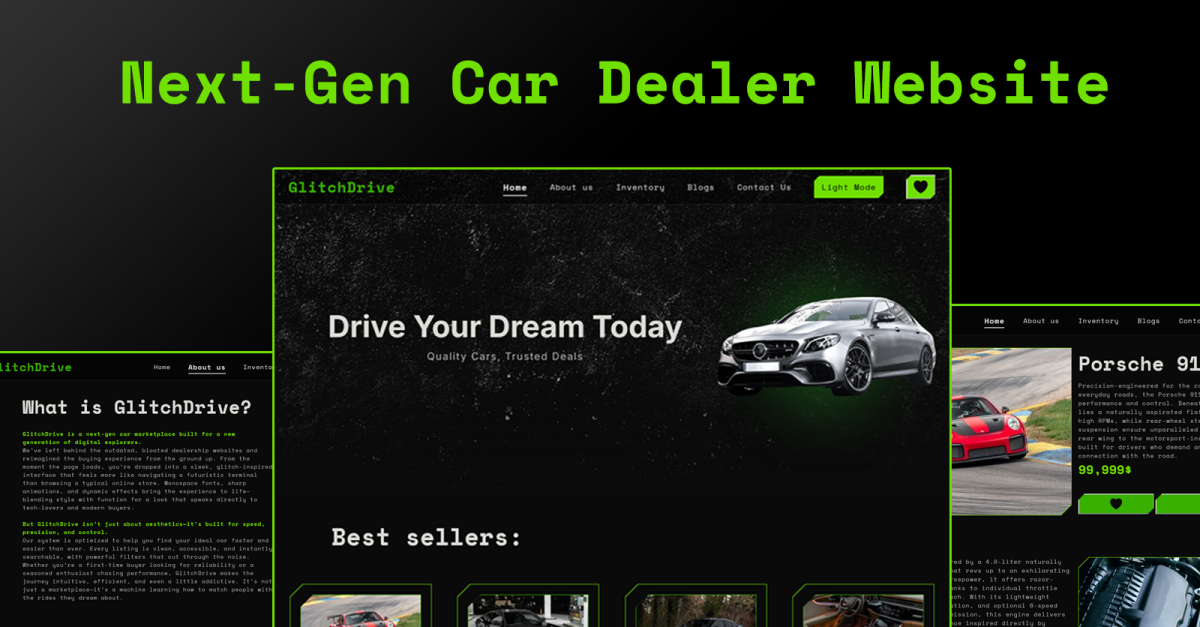 GlitchDrive – Car Dealership Website Template