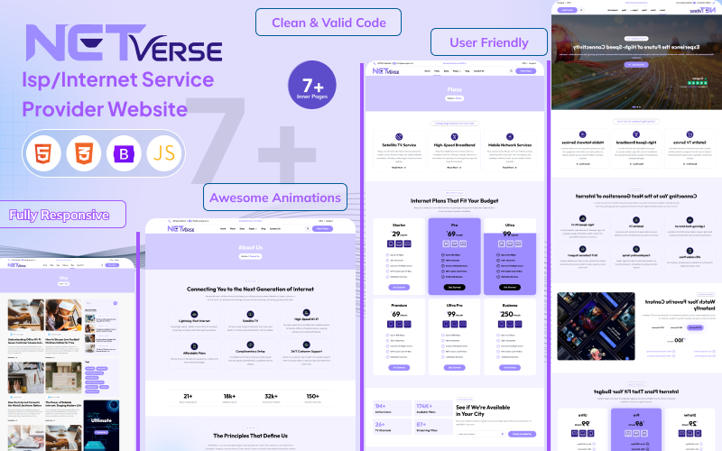 NetVerse - Modèle de site web pour fournisseur d'accès Internet