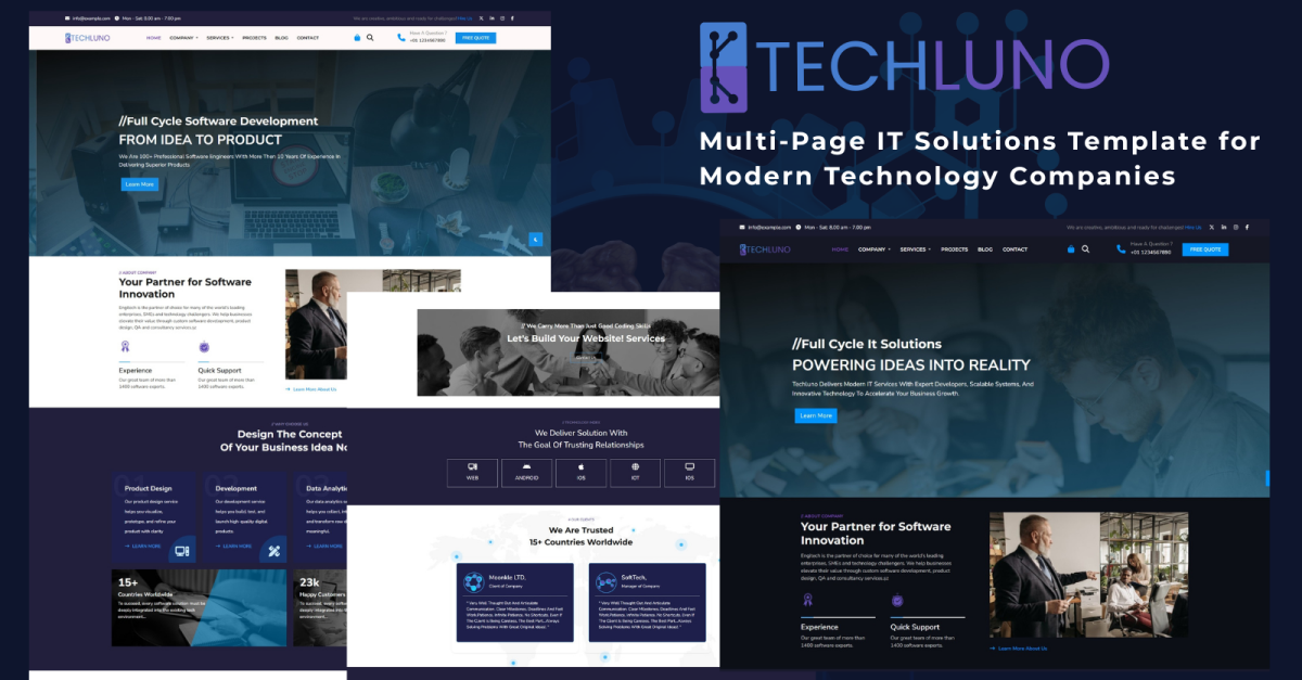 Techluno – Multipage IT and Software Company HTML Website Template