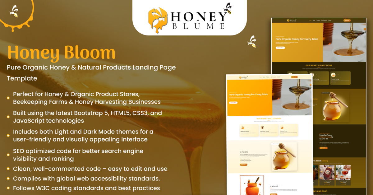 Honey Blume – Organic Honey and Beekeeping Multipage Template