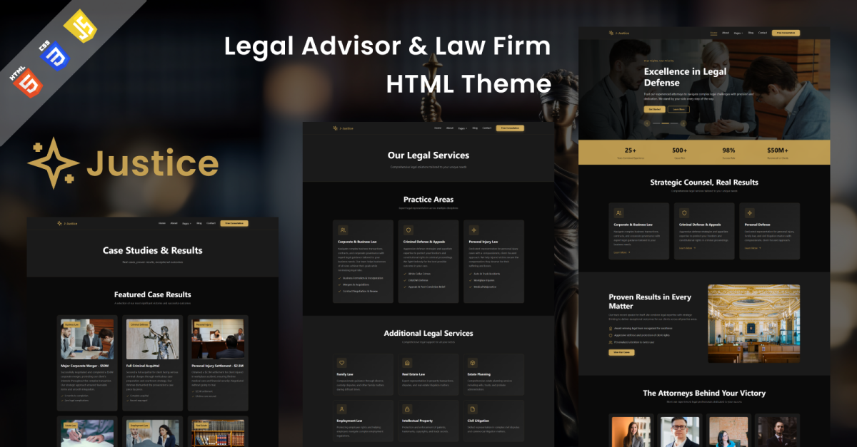 Justica – Legal Advisor & Law Firm HTML Theme