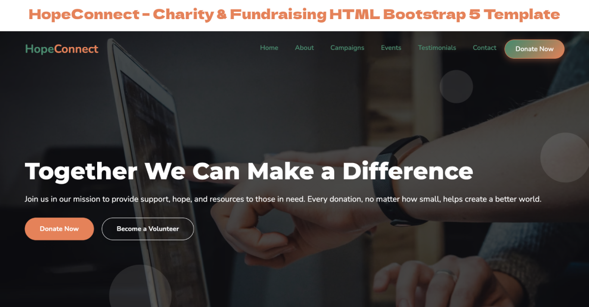 HopeConnect – Nonprofit, Donation & Fundraising HTML Website Template