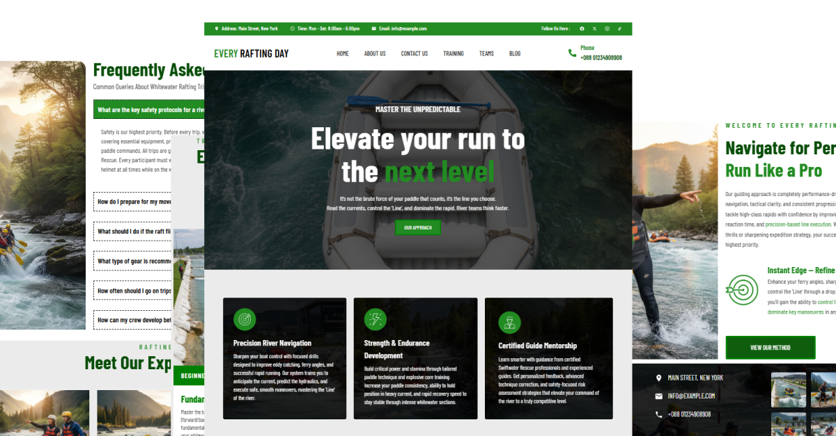 Every Rafting Day - Wordpress Theme designed with Elementor