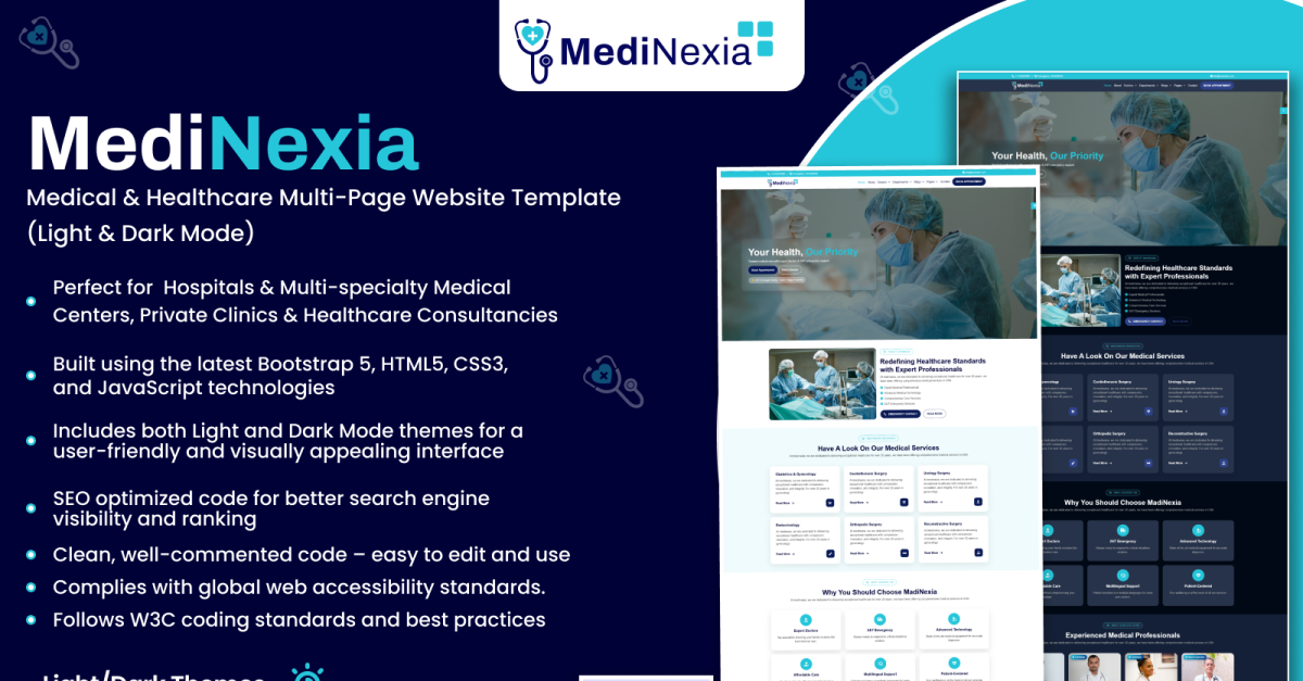 Medinexia – Medical and Healthcare Multi-Page Website Template Medical Template