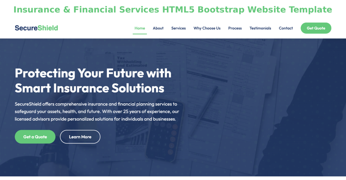 SecureShield – Insurance & Financial Services HTML5 Bootstrap Website Template