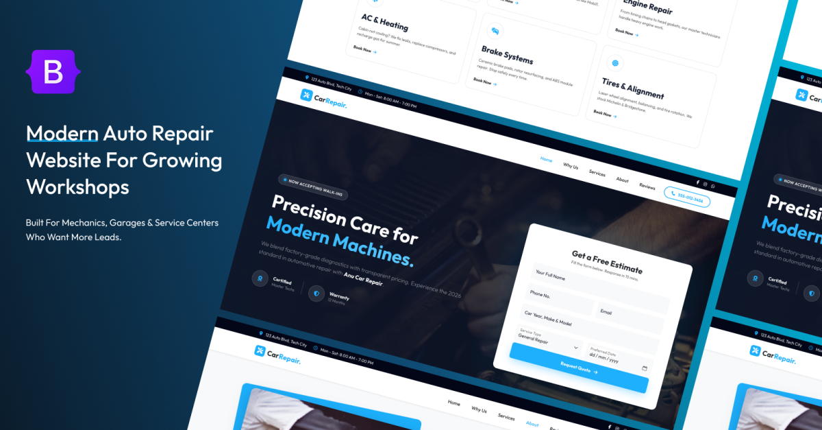 AnuRepair – Auto Repair & Car Mechanic Bootstrap HTML5 Website Template