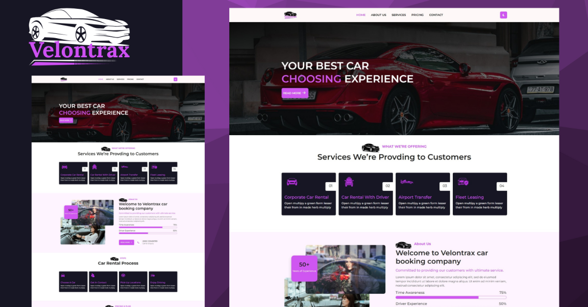 Velontrax – Premium Car Rental and Transportation HTML Template
