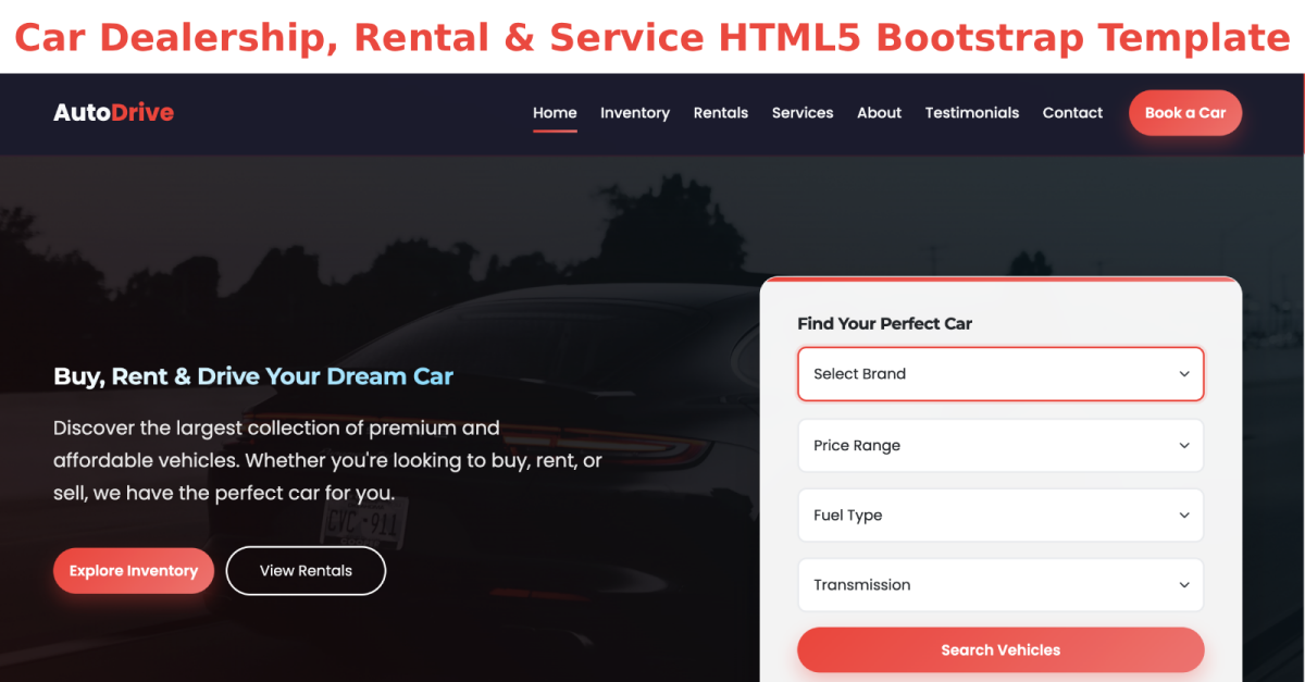 Car Dealership & Rental and Servicing Website HTML5 Bootstrap Template