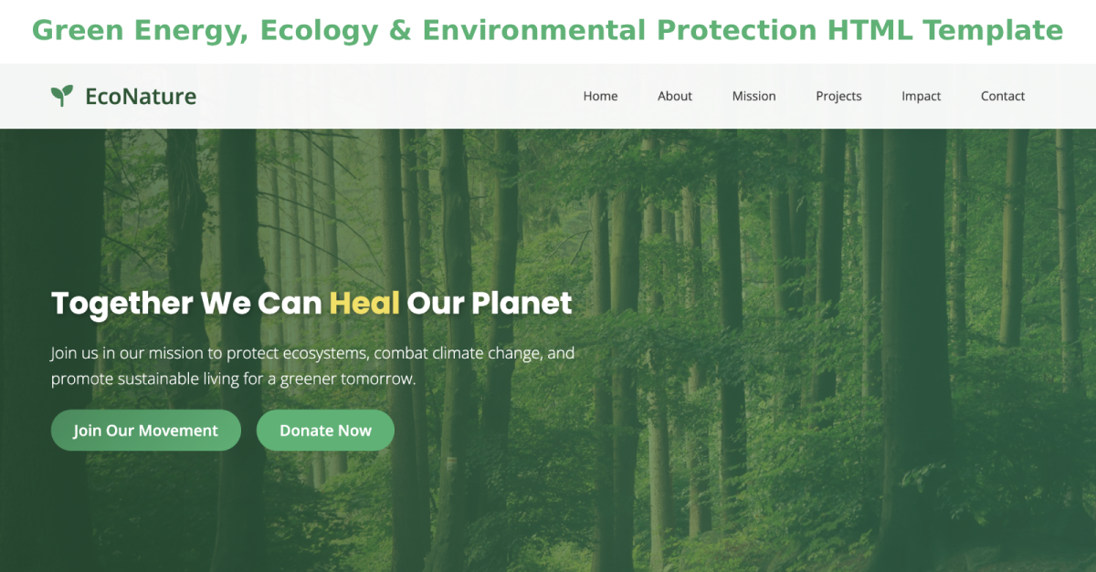 Green Energy, Ecology & Environmental Protection HTML Template
