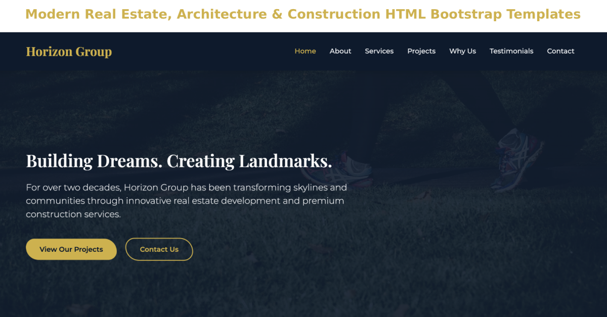 Modern Real Estate, Architecture & Construction HTML Bootstrap Template