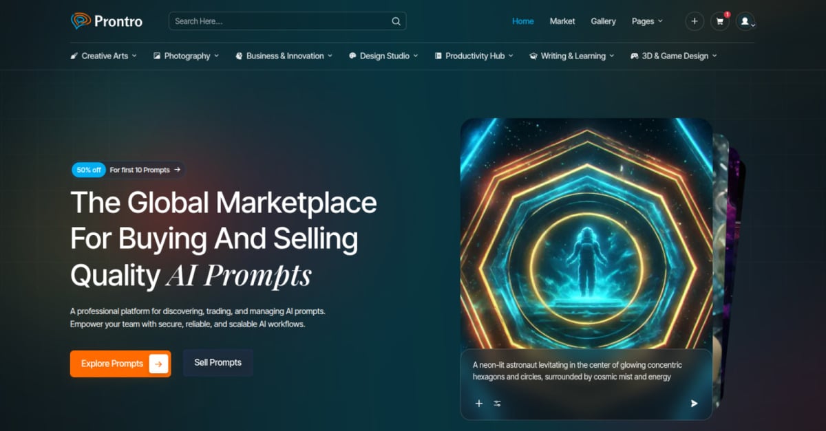 Prontro – The Global Marketplace for Buying and Selling Quality AI Prompts