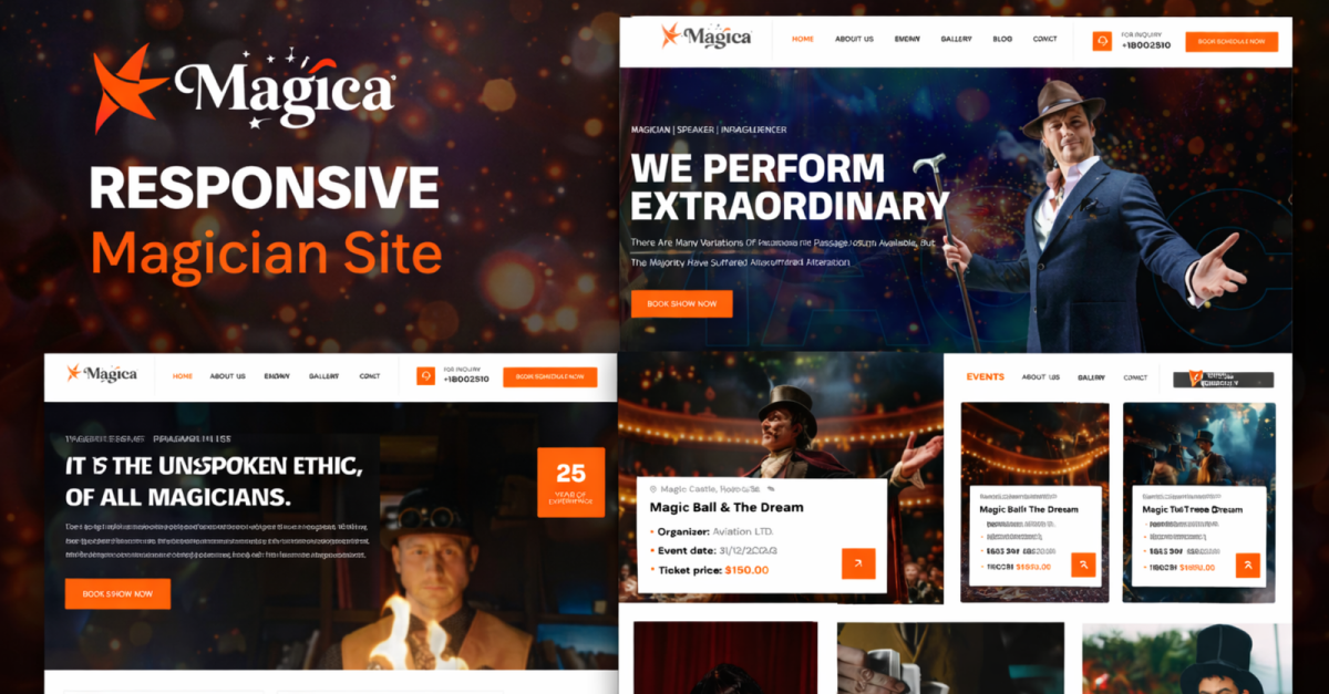 Magica - Premium Website Template for Magicians, Speakers & Entertainers