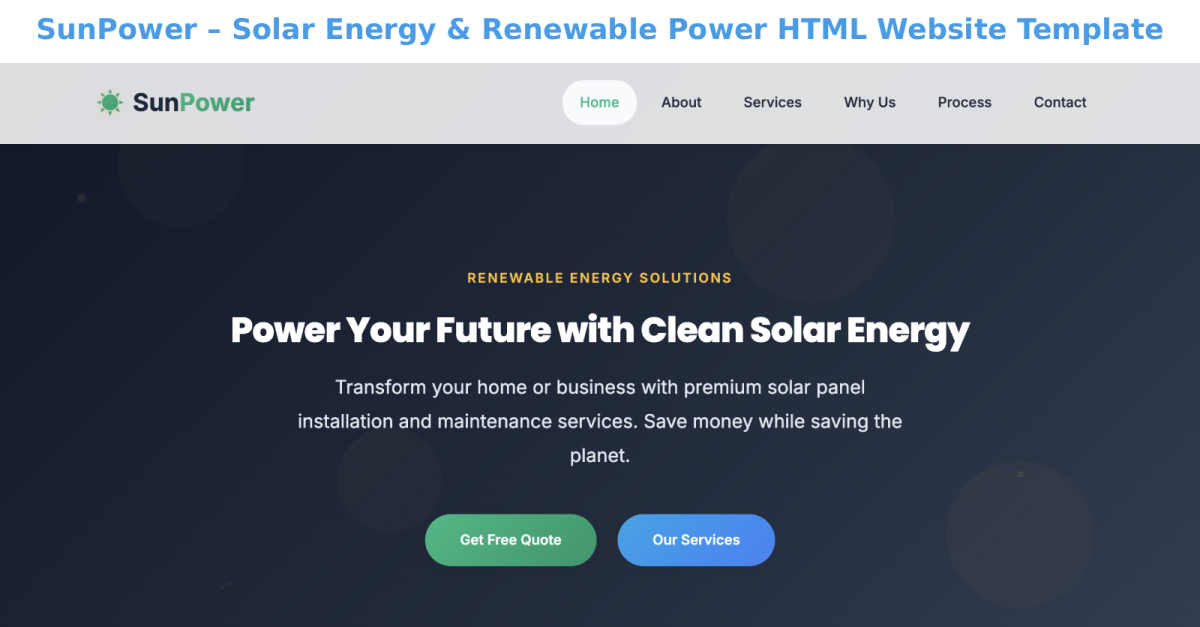 SunPower – Solar Energy & Renewable Power HTML Website Template