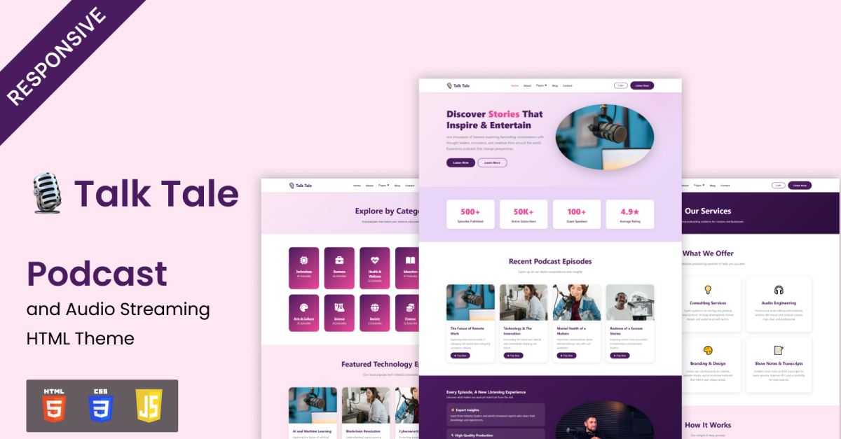 TalkTale - Podcast and Audio Streaming HTML Theme
