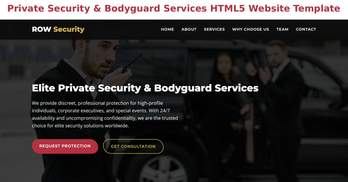 Private Security & Bodyguard Services HTML5 Bootstrap Website Template