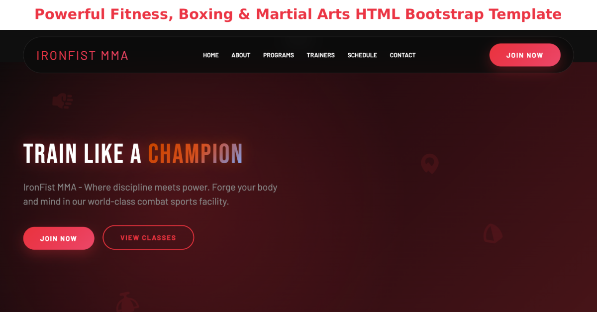 Powerful Fitness, Boxing & Martial Arts Bootstrap HTML Template