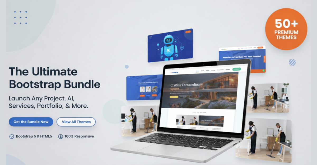 50+ Multipurpose HTML Website Templates Bundle — Business, Startup, Portfolio & Agency Themes