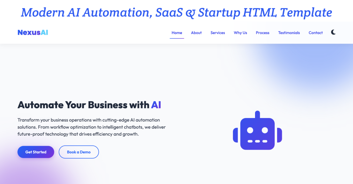 Modern AI Automation, SaaS & Startup HTML Template