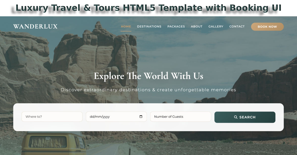 Luxury Travel & Tours HTML5 Template with Booking UI